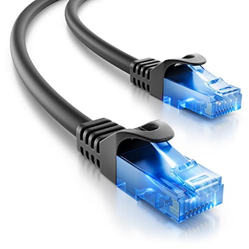 deleyCON 10m Câble Réseau Ethernet LAN Gigabit CAT.6 Câble RJ45 CAT6 Compatible avec CAT.5 CAT.5e CAT.6a Cat.7 - Noir Avis, Fiche Technique et Prix au Maroc