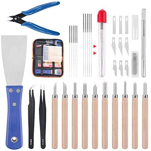 34 pièces Kit d'accessoires pour imprimante 3D, nettoyage des aiguilles, pinces, grattoir, nettoyer les couteaux pour l'élimination et la finition des modèles d'impression 3D,outils de l'imprimante 3D Fiche Technique et Prix au Maroc