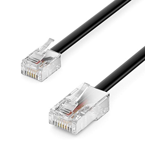 deleyCON 1m Câble Téléphonique RJ11 vers RJ45 Câble Modulaire Câble Plat Prise RJ11 vers Prise Réseau RJ45 Prise Téléphonique Modem Routeur Fax ISDN DSL VDSL Internet Noir Avis, Fiche Technique et Prix au Maroc