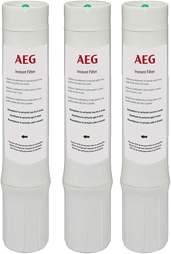 AEG | Pack de 3 Filtres de Remplacement (AEGFFF2) pour le Système de Filtration d'Eau Instantanée AEGFFS2 | Installation Facile au Robinet Principal sous Évier | Durée de Vie : 6 Mois/7500L d'Eau Avis, Fiche Technique et Prix au Maroc