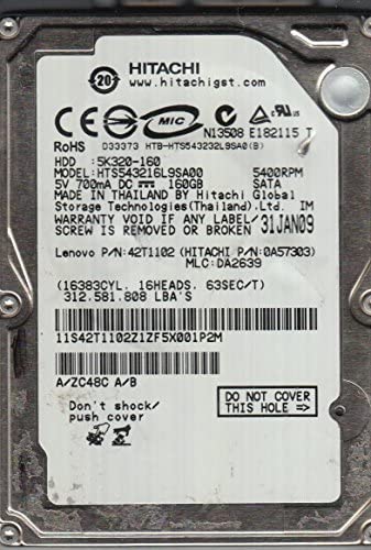 Hitachi HTS543216L9SA00 disque dur 2.5" 160 Go SATA - Disques durs (2.5", 160 Go, 5400 tr/min) Fiche Technique et Prix au Maroc