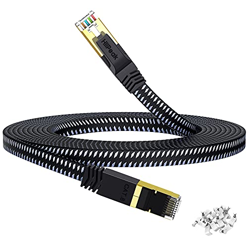 HiiPeak Plat Cable Ethernet 8m Cat 8 Rj45 Nylon Tressé, Cable Réseau Internet en Haut Débit De 40 Gigabit/s - 2000 Mhz, Cable Lan Avis, Fiche Technique et Prix au Maroc