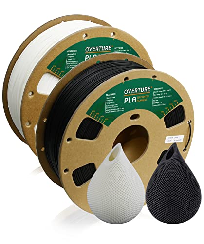 OVERTURE Filament PLA 1,75 mm, bobine de 2 kg (4,4 lbs), précision dimensionnelle +/- 0,03 mm, pour imprimante 3D (noir+blanc) Fiche Technique et Prix au Maroc