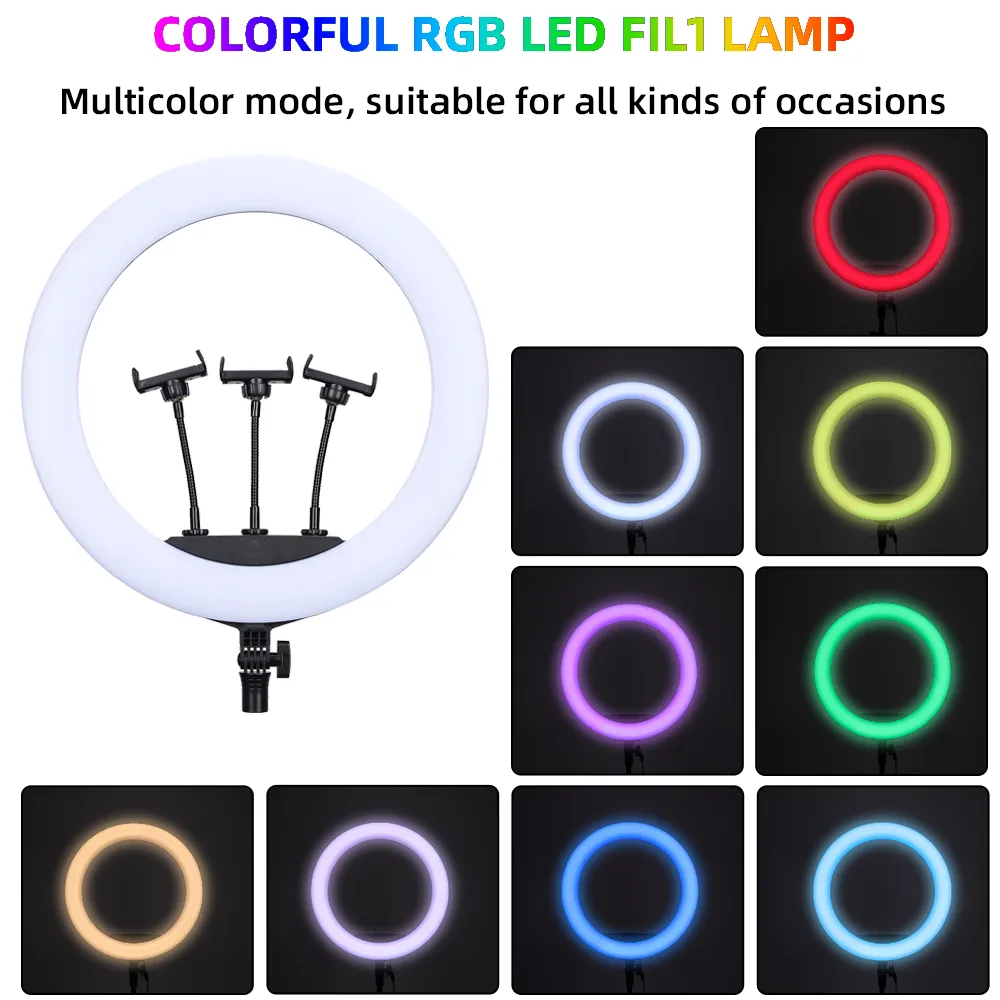 Travor 18 inch 72W rgb led ring light rgb ringlight ringlamp fill lamp for makeup youtube video photographic lighting