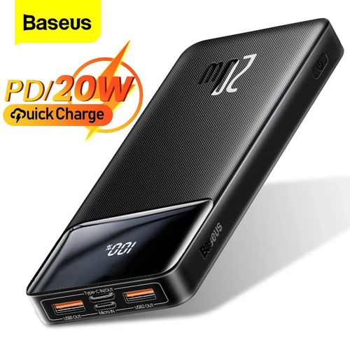 Baseus Power Bank 10000mAh avec Affichage Numérique 20W 2 USB / USB Type C / micro USB Charge Rapide
 Fiche Technique et Prix au Maroc