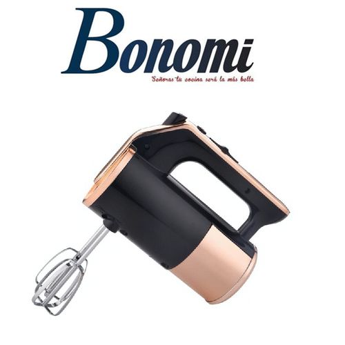 Bonomi Batteur à 5 niveaux de vitesse, set de 2 fouets, de 2 crochets pétrin Gold Black
 Fiche Technique et Prix au Maroc