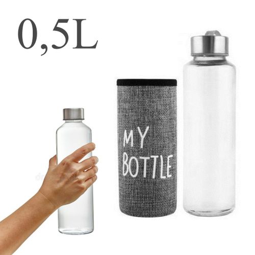 Bouteille d'eau G et Boisson en Verre avec Housse de belle motif My bottle 0,5 L
 Fiche Technique et Prix au Maroc