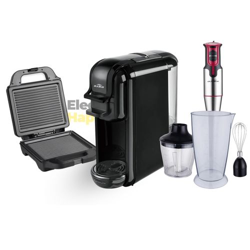 Daiko Pack de 3 :  Machine a café  +   Mixeur plongeant + Grill panini
 Fiche Technique et Prix au Maroc