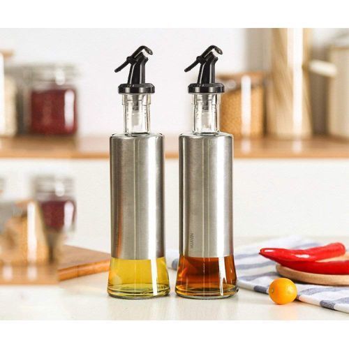 Deux Bouteilles Huile en Acier Inoxydable 300ml Choix Couleur Bouchon aléatoire
 Fiche Technique et Prix au Maroc