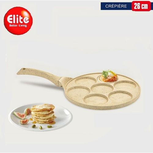 Elite Crêpière Ø26 cm en Granite Antiadhésive Poêle à 7 Pancakes, Poêle à Mini beghrir
 Fiche Technique et Prix au Maroc