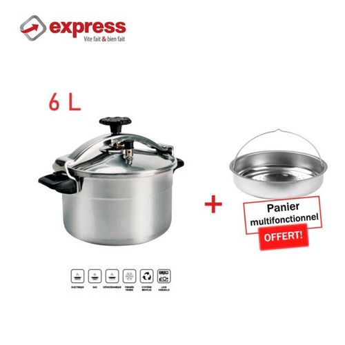 Express Autocuiseur Cocotte minute 6L en Aluminium + Panier
 Fiche Technique et Prix au Maroc