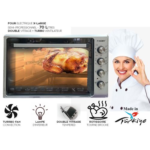 Homy Semi-Professionnel Four Electrique 70 Litre+ Convection Turbo Fan #Prix Pas Cher
 Fiche Technique et Prix au Maroc