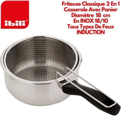 Ibili Friteuse Classique 2 En 1 Avec Panier 18 cm En INOX De Qualité Espagnole Casserole Avec Panier
 Fiche Technique et Prix au Maroc