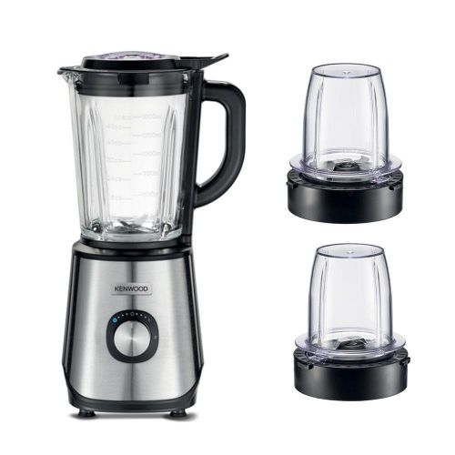 Kenwood BLM45 Super Blender inox de 1000w + 2 Mini hachoirs ,3 vitesses Lames multi broyeurs Bol en verre 2L
 Fiche Technique et Prix au Maroc