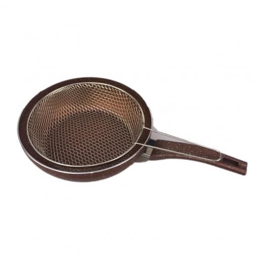 Kenz Poele A Frire avec panier en granite  26 CM Brown G-lineshop
 Fiche Technique et Prix au Maroc