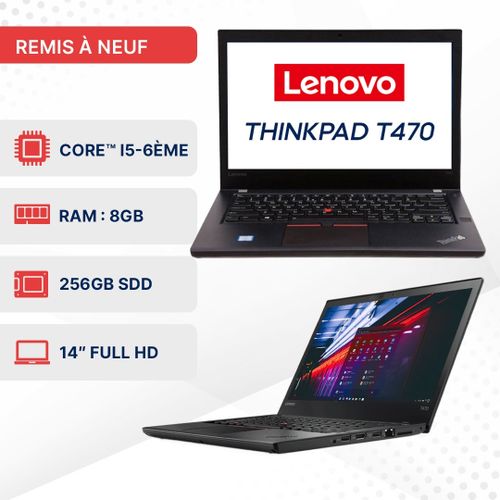 Lenovo PC PORTABLE Thinkpad T470 Core i5-6ème Gén RAM 8GB DDR4 256 SSD -Remis a Neuf
 Fiche Technique et Prix au Maroc