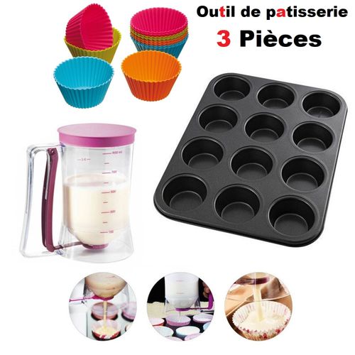 Moule à cupcake + 12 Caissettes à muffins en Silicone + Distributeur de pâte
 Fiche Technique et Prix au Maroc
