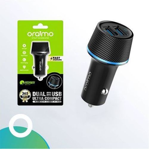 Oraimo Fast Charge Chargeur De Voiture 5.0V / 2.1A,  Dual USB LED Light
 Fiche Technique et Prix au Maroc