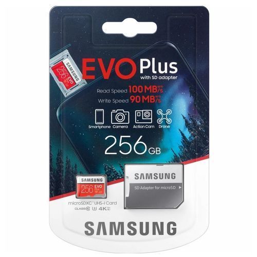 Samsung 256GB 100mb/s EVO Plus Class 10 Micro SD Card with Adapter
 Fiche Technique et Prix au Maroc