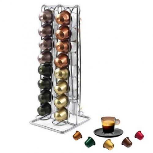 Support de 32 capsules a café Nespresso en acier inoxydable Porte dosettes élégant
 Fiche Technique et Prix au Maroc
