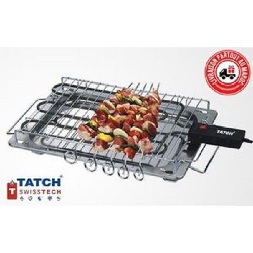 TATCH Superbe Barbecue Grille électrique avec 6 brochettes offertes 2250 Wat SWISSTECH
 Fiche Technique et Prix au Maroc