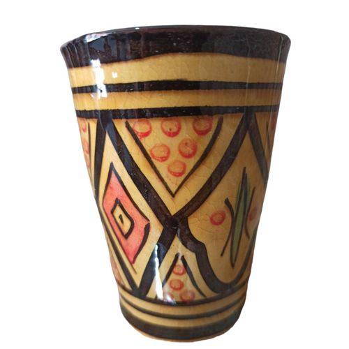 ensemble de 3 tasses à l'eau et thé et à café en argile peintes à la main
 Fiche Technique et Prix au Maroc