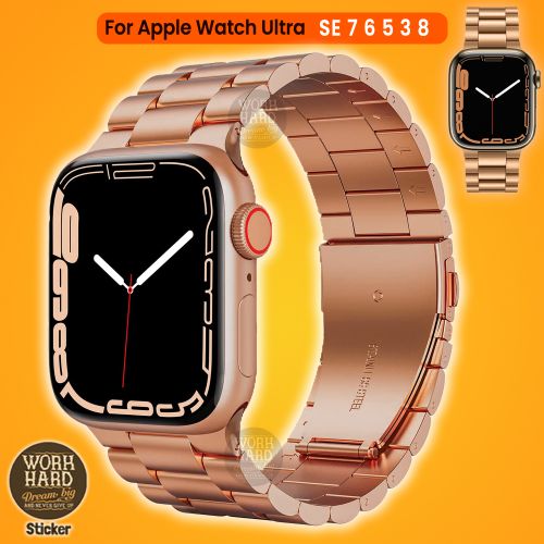 Bracelet en acier inoxydable, pour apple watch Gold Serie 8 7 6 5 4 3 2 SE+Sticker
 Fiche Technique et Prix au Maroc