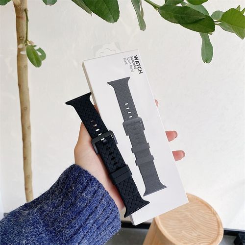 Bracelet tressé pour Apple Watch, bracelet en Silicone Noir, Ultra 49mm, 45mm, 44mm, 42mm
 Fiche Technique et Prix au Maroc