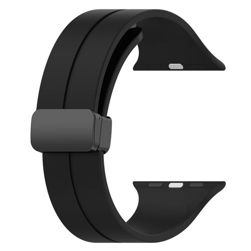 Bracelet en silicone à boucle magnétique Noir pour Apple Watch Ultra 49 mm / Series 8 & 7 45 mm / SE 2 & 6 & SE & 5 & 4 44 mm
 Fiche Technique et Prix au Maroc