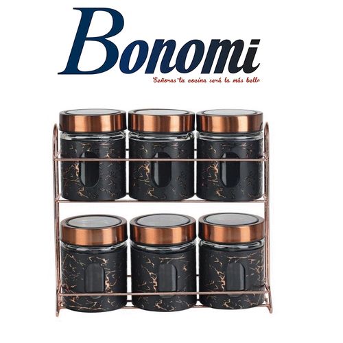 Bonomi Service à épices de 6 pièces + support , Noir
 Fiche Technique et Prix au Maroc
