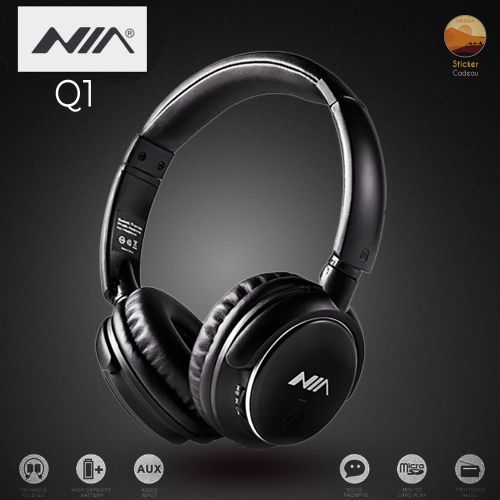 Nia Casque sans fil Bluetooth Casque sans fil Q1 On Ear avec contrôle par application et basses profondes supérieures
 Fiche Technique et Prix au Maroc