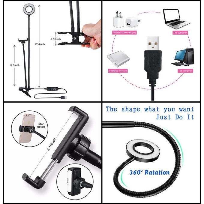 product_image_name-Generic-Ring Light Selfie LED 3 Modes + Support Telephone + Clip - Pour Maquillage, Live, Facebook,instagram, Tiktok, Youtube-6