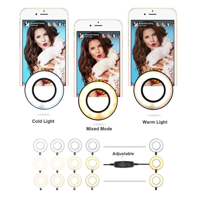 product_image_name-Generic-Ring Light Selfie LED 3 Modes + Support Telephone + Clip - Pour Maquillage, Live, Facebook,instagram, Tiktok, Youtube-4