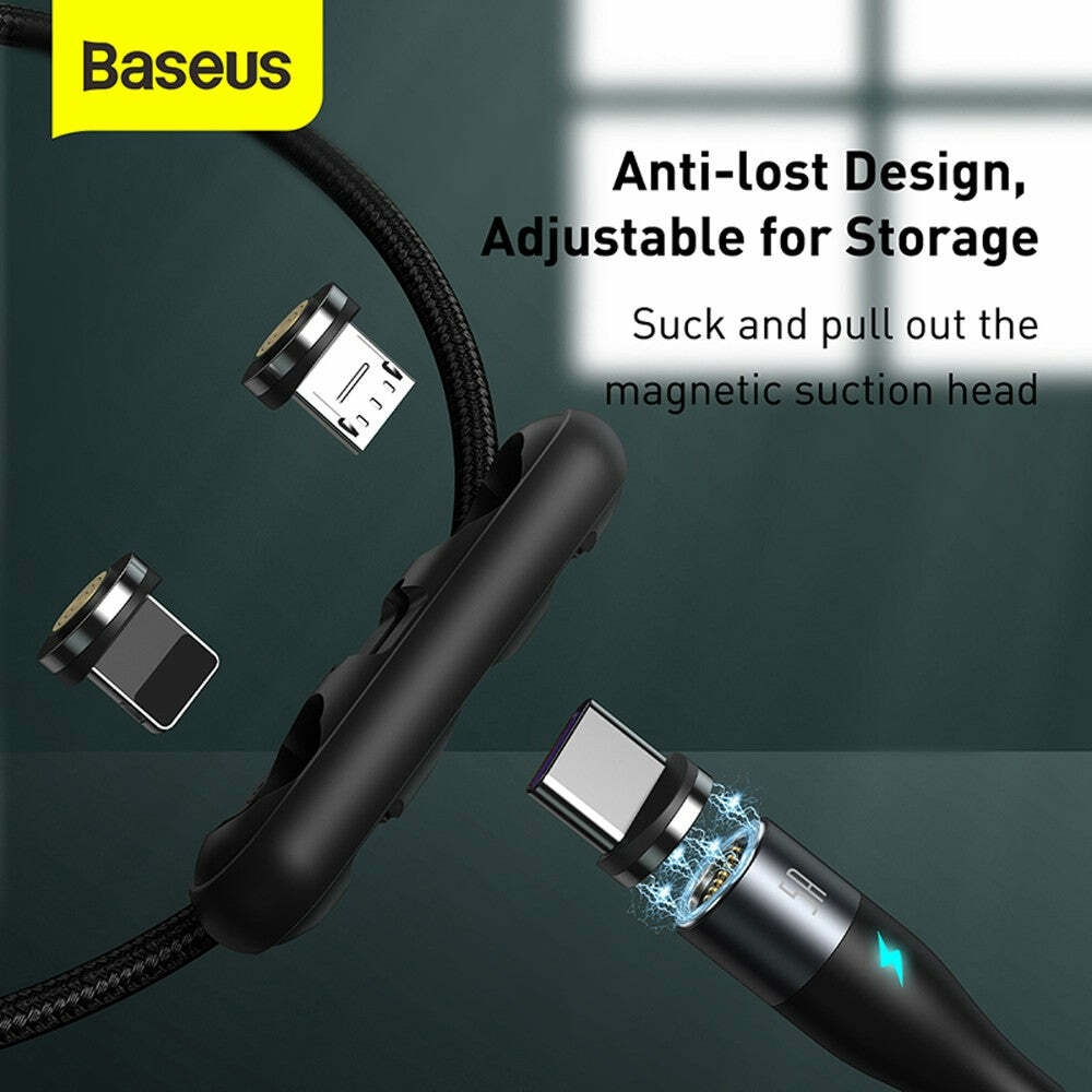 Câble de données de charge rapide magnétique Baseus Zinc USB vers M + L + C 5A 1M - Blanc