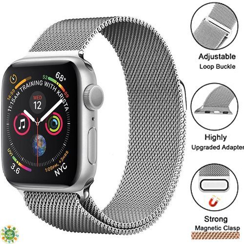 Bracelet Magnétique Gris  pour apple watch en Metal Acier, Avec sticker 49mm, 44mm, 40mm, 45mm,
 Fiche Technique et Prix au Maroc