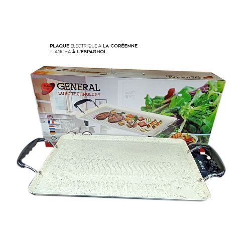 2en1 Plaque Grillade Electric Coréenne + Plancha Espagnol Révêtement Antiadhésif
 Fiche Technique et Prix au Maroc