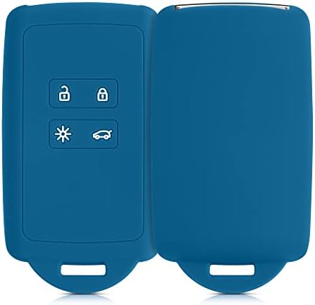 kwmobile Accessoire clé de Voiture Compatible avec Renault Smart Key 4-Bouton (Keyless Go Uniquement) - Coque en Silicone Souple avec Embout Porte-Clé - Bleu récif Fiche Technique et Prix au Maroc