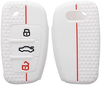 kwmobile Coque clé de Voiture Compatible avec Audi Clé 3-Touches Accessoire clé Voiture - Protection étui Souple en Silicone - Blanc-Rouge Fiche Technique et Prix au Maroc