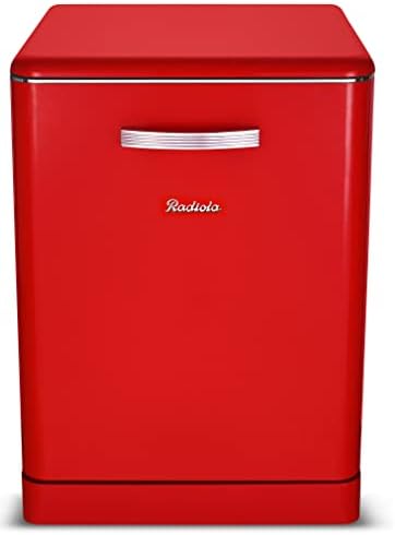 RADIOLA RALV1445VR, Lave vaisselle Vintage, 60 cm, Pose libre, Tiroir à couvert, Départ différé, 47dB, 14 couverts, Affichage du temps restant, 6 programmes, Rouge Avis, Fiche Technique et Prix au Maroc
