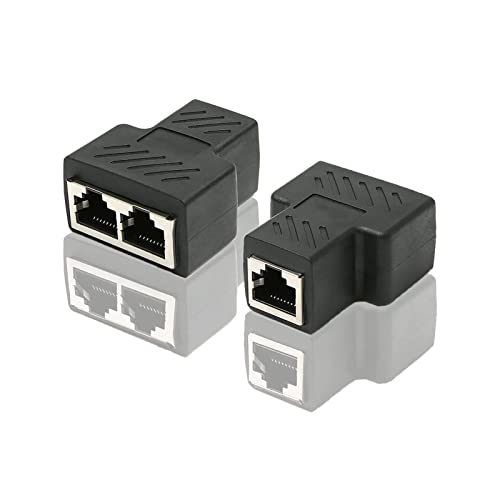Anguxer 1 paire RJ45 Splitter Connecteurs, RJ45 1 Femelle à 2 Femelle, RJ45 Coupleur Adaptateur 1 à 2 Ethernet Splitter Double Socket, Ethernet LAN Câble Extender Avis, Fiche Technique et Prix au Maroc