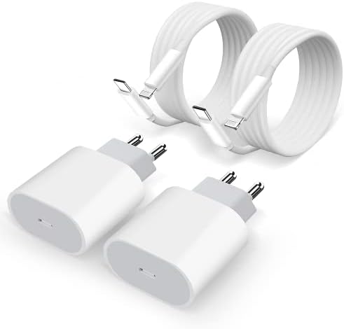 Chargeur Rapide iPhone 20W, 4-Pack Prise avec Câble pour iPhone 14/14 Pro/ 14 Pro Max/ 14 Plus/ 13/12/ 11/ SE/X/XS/XR/8, iPad, Type C Secteur Mural Alimentation Adaptateur Fiche Technique et Prix au Maroc