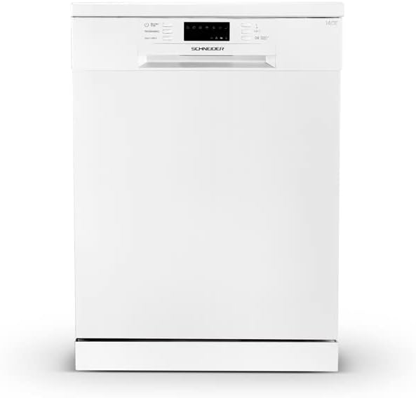 SCHNEIDER SCDW1446IDW, Lave vaisselle 14 couverts, Tiroir à couverts, Démarrage différé, 6 programmes, Moteur inverter, Pieds ajustables, Pose libre, Blanc Avis, Fiche Technique et Prix au Maroc