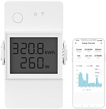 SONOFF POW Elite Interrupteur Connecté WiFi avec Mesure Consommation Electrique, 16A/4000W Haute Puissance Interrupteur Sans Fil, Wattmetre Compatible avec Amazon Alexa/Google Home, écran LCD Avis, Fiche Technique et Prix au Maroc