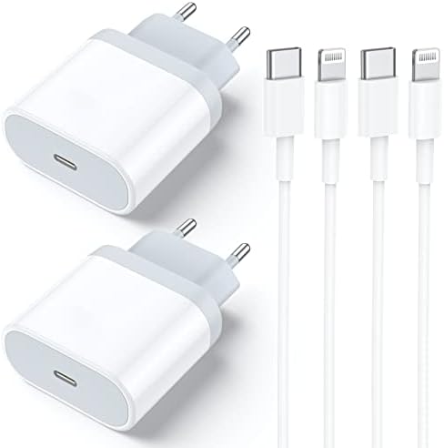 【Certifié Apple MFi】 Chargeur Rapide iPhone, Lot de 2 Chargeur USB C 20W et Câble de 2M Adaptateur Secteur PD 3.0 Universel Mural Chargeur Compatible iPhone 14/14 Pro/14 Pro Max/13/12/11/X/7/8/iPad Fiche Technique et Prix au Maroc