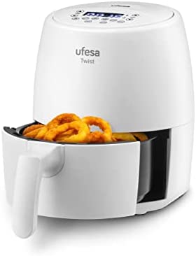 Ufesa Twist Friteuse à Air Sans Huile Air Fryer, 2L, 6 Programmes, 1200W, Minuterie, Température 80ºC - 200ºC, Sans BPA ni PFOA, Cuve et Plateau Antiadhésif, Corps/Poignée Toucher Cool Avis, Fiche Technique et Prix au Maroc