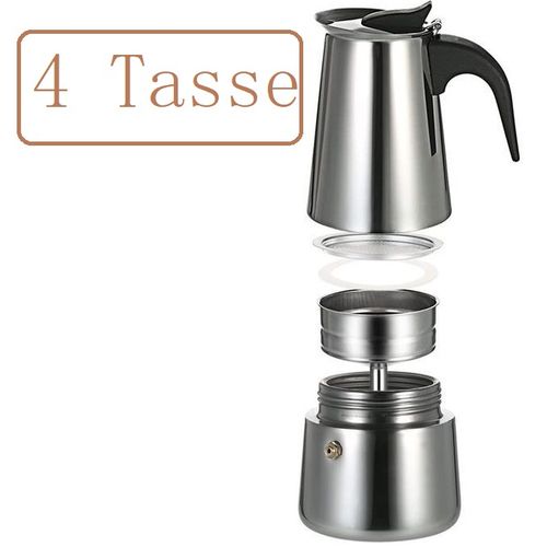 4 Tasse Espresso maker, espresso cafetière Portable haut Moka acier inoxydable
 Fiche Technique et Prix au Maroc