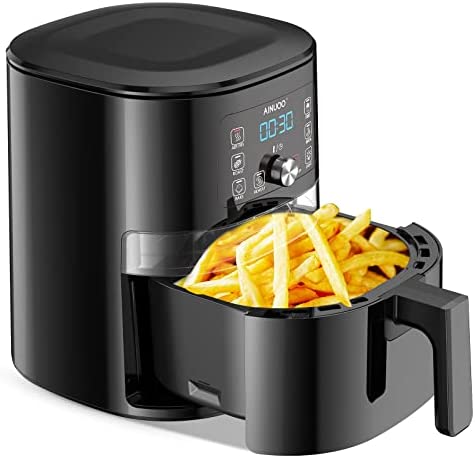 Friteuse Air Chaud AINUOO Friteuse à Air 4L 1600W, Friteuse sans Huile à Air Chaude 55dB Avec Ecran Tactile LED, Fenêtre Transparente, 2-4 Portions, Recettes Françaises, Panier Antiadhésif sans BPA Avis, Fiche Technique et Prix au Maroc