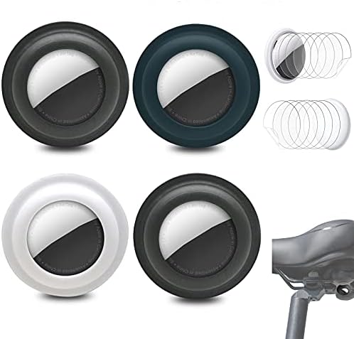 4 Packs étui en Silicone Compatible avec Apple Airtags, Anti-Rayures Airtag adhésif Support étui Airtag Autocollant Housse de Protection, Coller sur Tablette vélo Chien Collier(Noir&Bleu&Blanc) Avis, Fiche Technique et Prix au Maroc