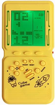 HLF Grand écran de la Console de Jeu en Brique Vintage rétroéclairage Vert intégré 23 Jeux multimodes rétro - Vitesse et difficulté réglables Cadeaux de Noël alimentés par 2 Piles AA (Yellow) Fiche Technique et Prix au Maroc