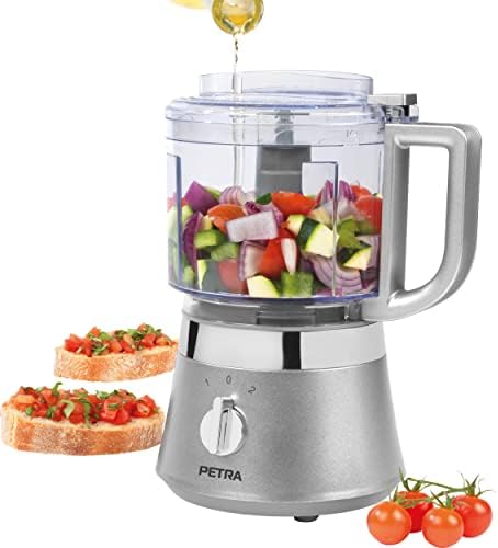 Petra PT5114VDEEU7 Robot Ménager Cuisine Culinaire Compact, 500ml, Sans BPA, 2 Vitesses, Lames en Acier Inoxydable Amovible pour un Nettoyage Facile, 400W, Hacher et Préparation de la salade & légumes Avis, Fiche Technique et Prix au Maroc